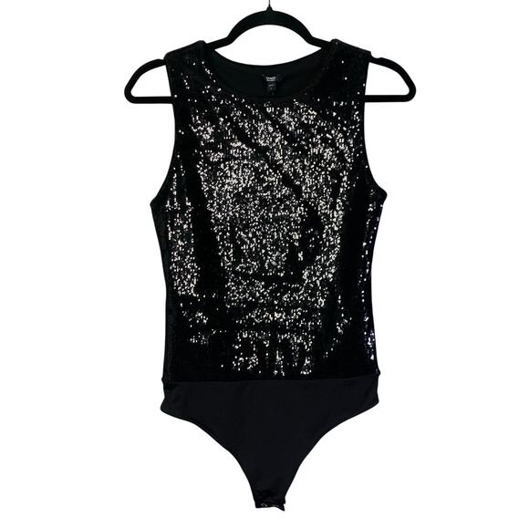 EXPRESS Body Contour Small Bodysuit Sequin Sleeveless Form Fitting Crew Neck NWT - Picture 1 of 13